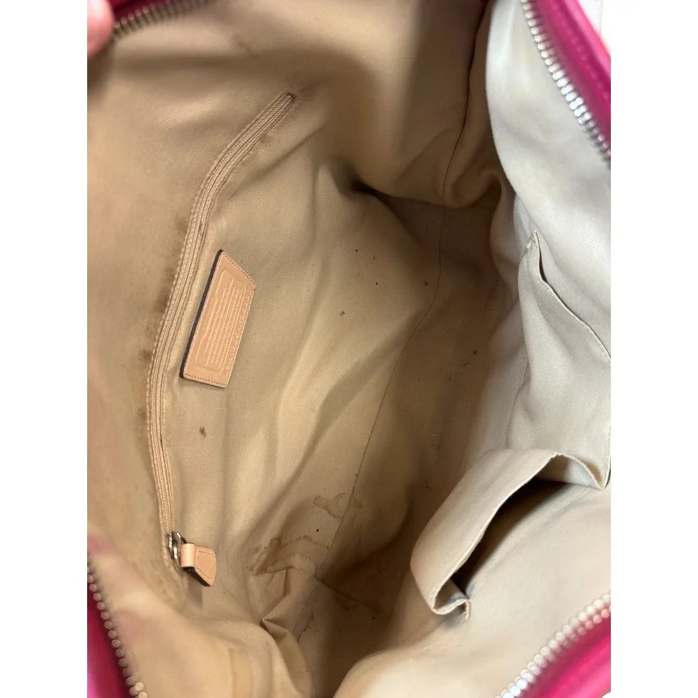 Coach Raspberry Pink Leather East West Gallery‎ Tote Bag Purse Handbag